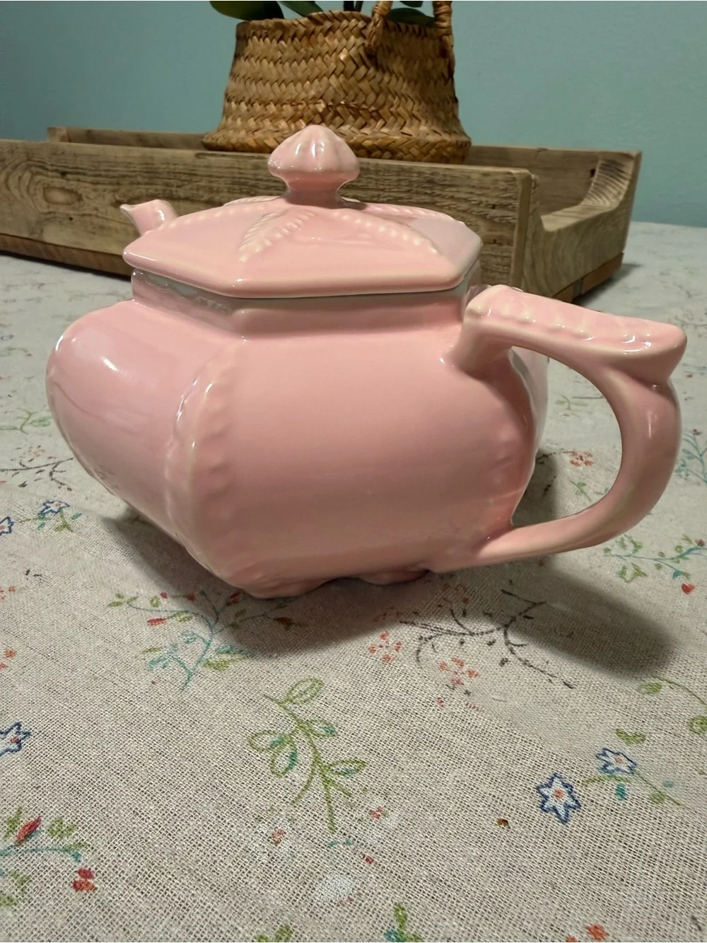 Vintage Hall China Victorian Rose Plume Teapot